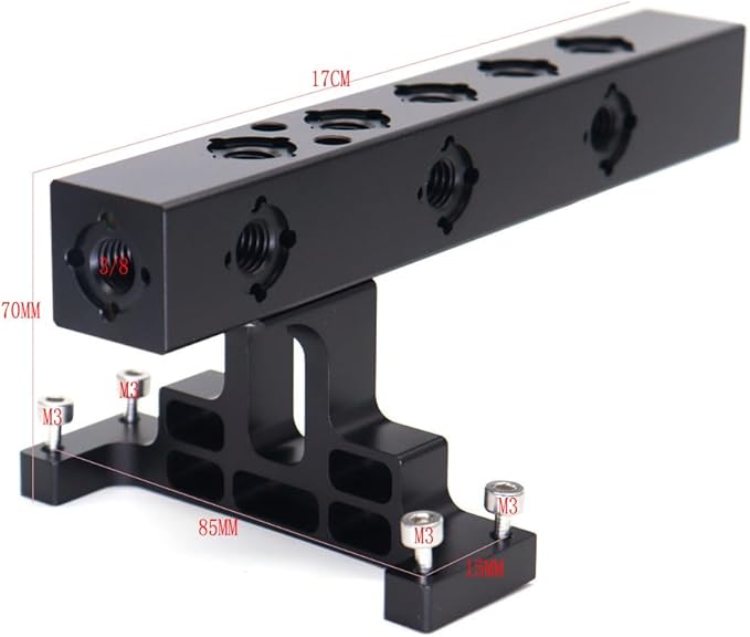 Lightweight Top Handle, Camera Top Handle Grip, Universal Handle with 5X 3/8'' Screw Adapters for DSLR Camera Rigs - Black