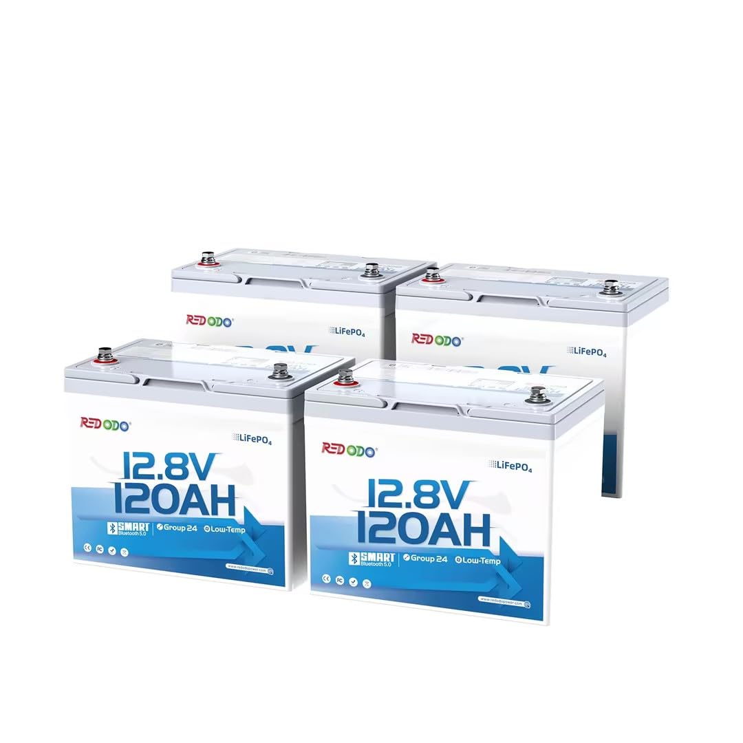 Redodo 12V 120Ah LiFePO4 Battery Group24 Lithium Battery Bluetooth 3 Pack