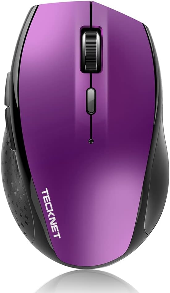 TECKNET Bluetooth Mouse, 4800 DPI Computer Mouse, 2-Year Battery Wireless Mouse 6 Adjustable DPI, 6 Buttons Compatible with Laptop/Windows/Computer(Purple)