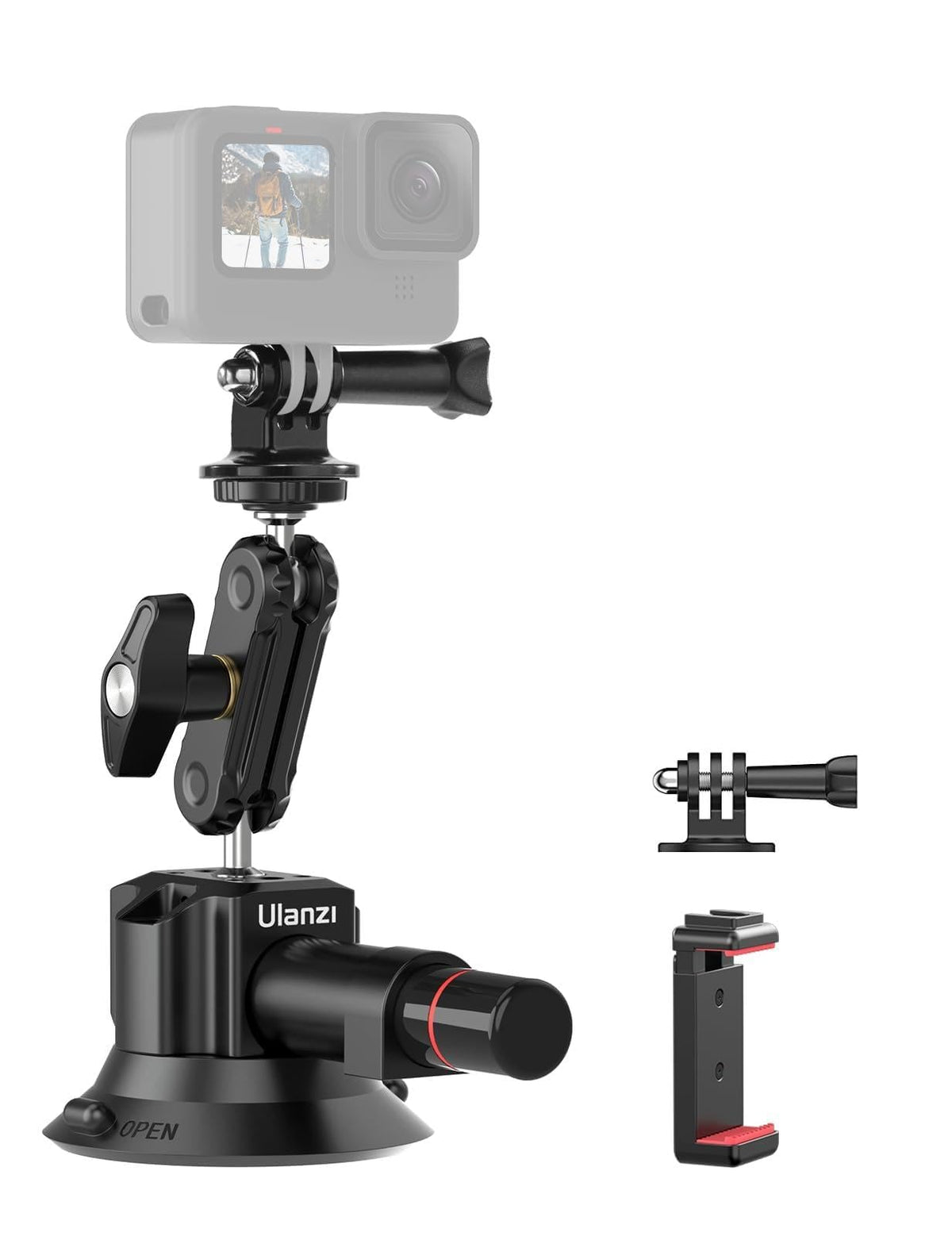 Ulanzi SC-02 Heavy-Duty Suction Cup Mount for Camera/Accessory (4.5"), Pump-actived Vacuum Camera Suction Cup Mount for Action Cameras w Quick Release NATO Magic Arm Car Boat Windshield Window Mount