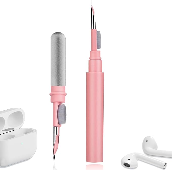 Cleaner Kit for Earbuds, Cleaning kit for Airpods Pro 1 2 3, Multi-Function Cleaning Tool with Brush Flocking Sponge for Wireless Earphones Bluetooth Headphones Case Camera and Phone(Black)