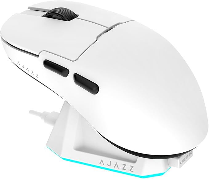 AJ159P MC Wireless Gaming Mouse, 12000 DPI, Tri-Mode 2.4G/Bluetooth/Wired, Magnetic RGB Charging Dock, 56g Ultra-Light, Programmable 6 Buttons - Perfect for Gaming
