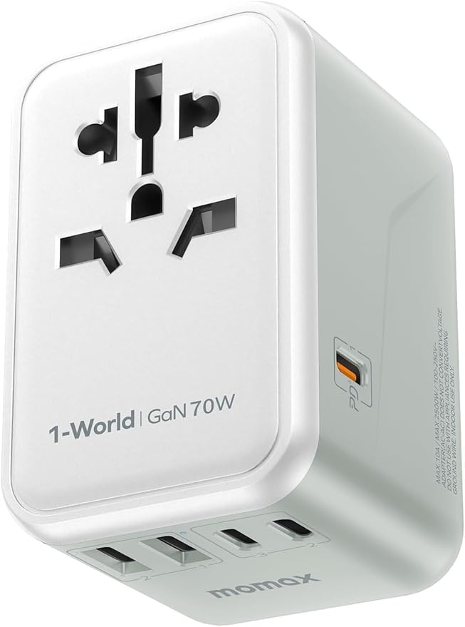 MOMAX Universal Travel Adapter, PD 35W Fast International Power Adapter, 3 USB C & 2 USB A, Worldwide Travel Plug Adapter, International Power Adapter for Europe, USA, Japan, Australia (Type C/A/G/I)