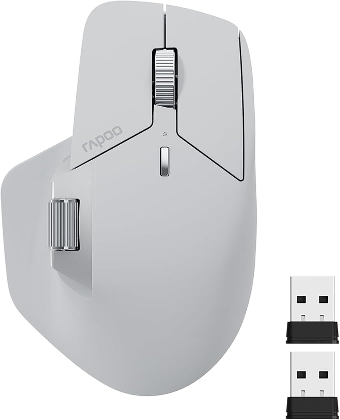 Rapoo MT760 PRO Wireless Mouse, NearLink + Bluetooth 5.0 Multi-Device, 12K DPI, 2K Polling, Ergo for Work & Gaming, 11 Programmable Buttons, On-Board Memory, Quiet Clicks, USB-C, 120 Days Battery Life