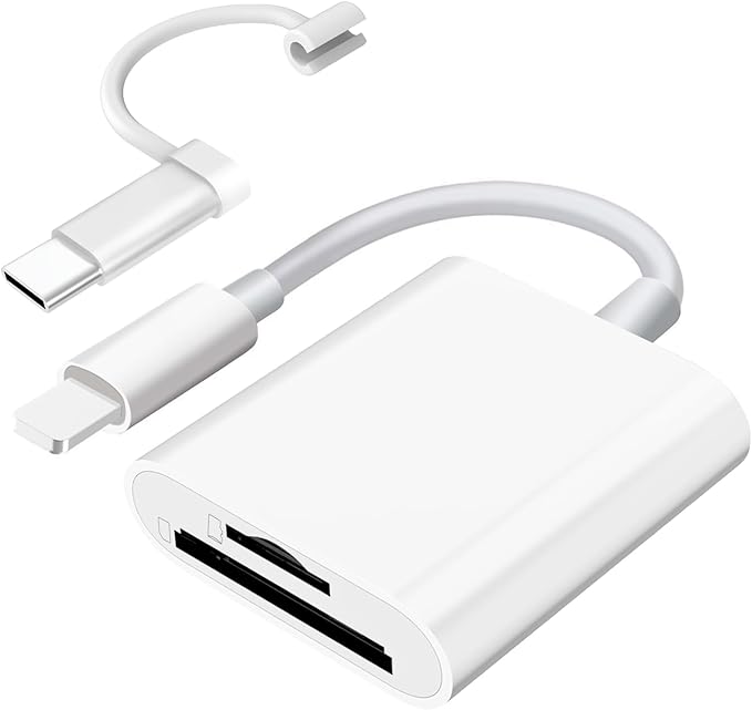 SD Card Reader USB C for iPhone 15/Android Phone/iPad/Mac/Laptop, Three Card Slot Micro SD Card Reader Supports SD Micro SD CF Card, Digital Camera Viewer Memory Card Reader Plug and Play