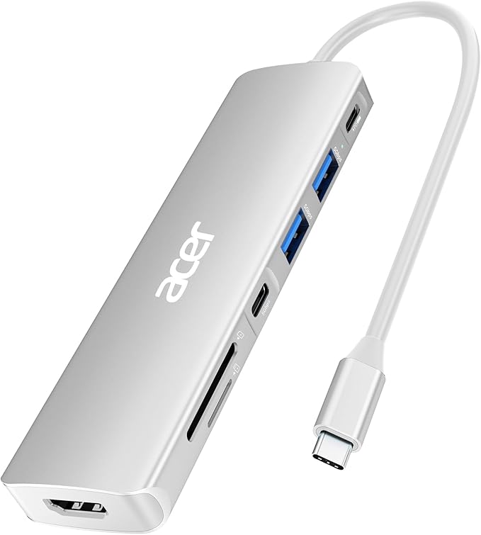Acer USB C Hub, 7 in 1 Multi-Port Adapter for Laptop/Mac Type C Devices