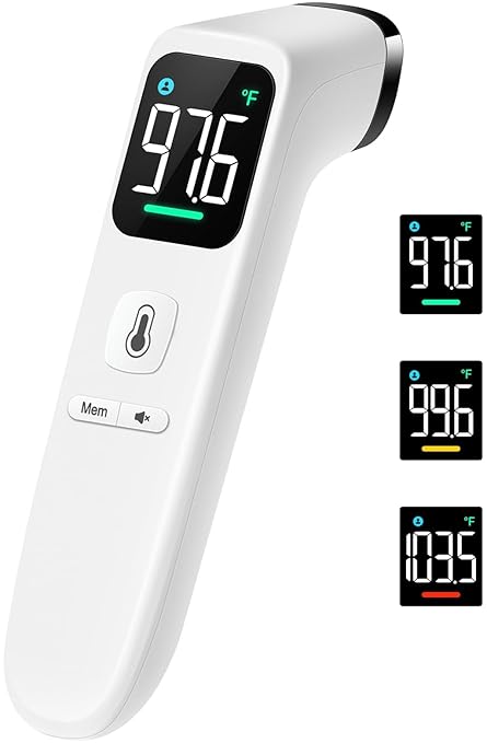 No-Touch Thermometer for Adults and Kids, Fast Accurate Digital Thermometer with Fever Alarm & Silent Mode, Easy-to-use, Forehead Thermometer for Babies, Kids & Elderly