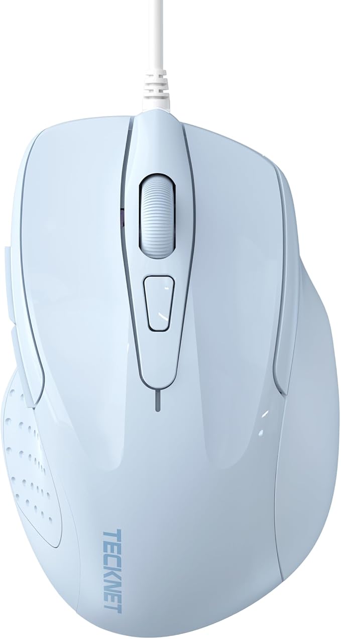 TECKNET USB Wired Mouse, 6-Button Corded Mouse with 4 Adjustable DPI, Optical Computer Mouse with Ergonomic Design and 5FT Cord for Laptop, Chromebook, PC, Desktop, Mac