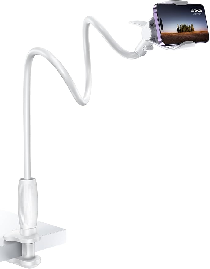 Lamicall Gooseneck Phone Holder for Bed, Stable Flexible Arm Stand for Desk