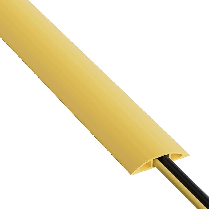 D-Line 6ft Floor Cord Cover, Cable Protector, Hide Extension Cords, Protect Cords, Prevent Cable Trips, Heavy Duty Cord Hider - Cable Cavity = 0.63" (W) x 0.31" (H) - Brown