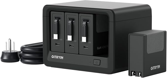 Gitryin 12-in-1 Desktop Charging Station with 4 Retractable Type-C Wall Chargers, 40W USB-C Power Strip with Flat Plug, Extension Cord with 1020J Surge Protection for Home Office