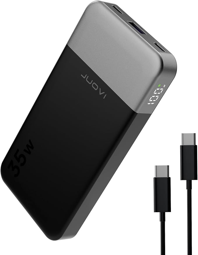 JUOVI Power Bank Portable Charger 20000mAh 35W Fast Charging,PD 3.0 QC 4.0 Phone Charger with LED Display, Travel Battery Pack 2 USB C 2 USB A Ports for iPhone 16/15/14 Series, Galaxy, iPad