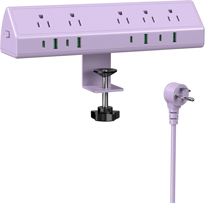 Jgstkcity Desk Clamp Power Strip USB C 45W,8 USB,10FT Cable