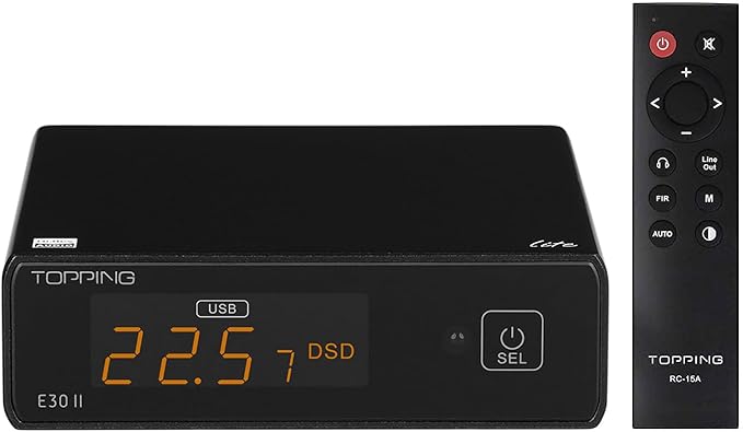 Topping E30II lite DAC Preamp - AK4493S Hi-Res XMOS XU208 DAC 32Bit/768kHz DSD512 DSD Direct Mode for USB/Coax/Opt Inputs RCA HiFi Stereo Digital Audio Decoder(Silver)