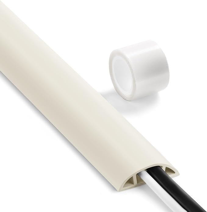 LZEOY 4ft Cord Cover for Wires on Floor, Grey Extension Cable Management, Hide Electrical Hider Protector, Cable Cavity: 0.78" W x 0.32" H