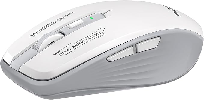 FMOUSE Silent Wireless Mouse, Dual Mode Bluetooth 2.4G, AA Battery Powered