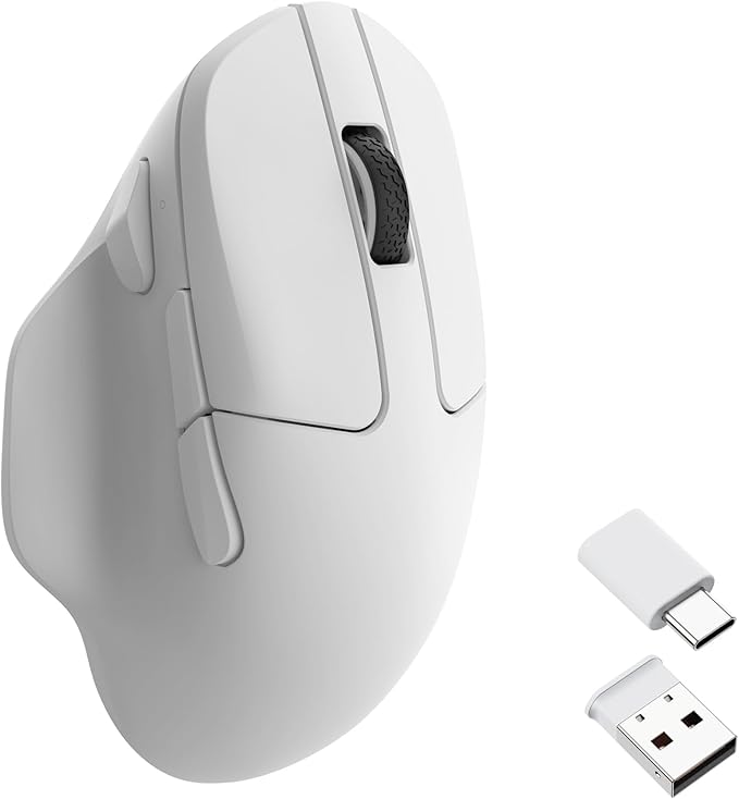 Keychron M7 8K Wireless Mouse, 30K DPI Optical Computer Mice, 2.4 GHz/Bluetooth/Wired with Macro Button 66g Lightweight Ergonomic, Up to 140 Hours Worktime for Laptop macOS/Windows - White