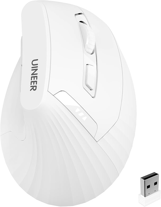 Uineer Ergonomic Vertical Mouse, 2.4G Wireless Mouse, Rechargeable, 4-DPI