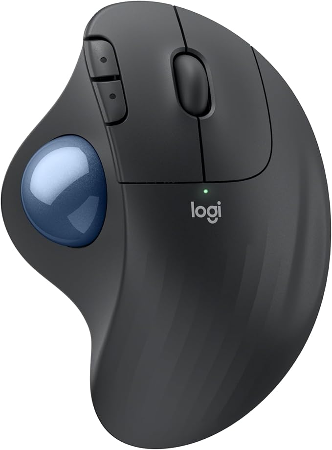 Logitech Ergo M575S Wireless Bluetooth Trackball Mouse- Off-White Blue Ball