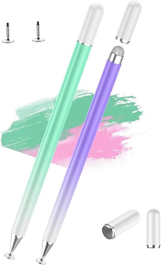 Stylus Pens for Touch Screens, 2 Pcs 2-in-1 Lightweight Magnetic iPad Pen