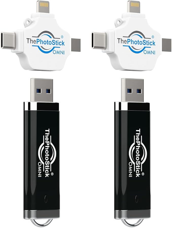 ThePhotoStick® Omni 128GB Photo Backup for iPhone, Android and Computers