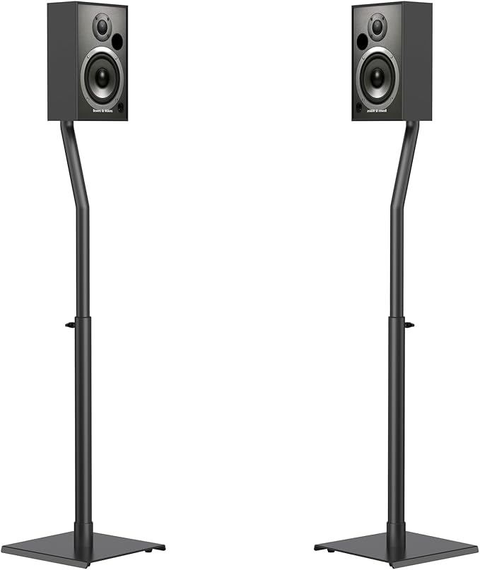 USX MOUNT Bookshelf Speaker Stands Pair, Height Adjustable Extends 32-42 inch for Rear Surround Sound Speakers, Floor Satellite Speaker Stands for Vizio Bose Sony JBL Klipsch Polk