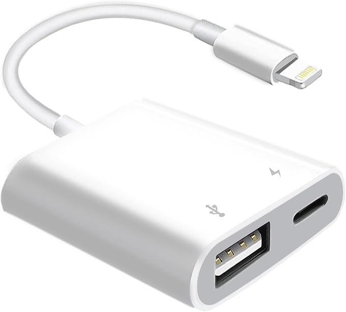 Lightning to USB Camera Adapter Apple MFi Certified Lightning Female USB 3.0 OTG Cable Adapter Compatible with iPhone/iPad, Supports Connect Camera, Card Reader, USB Flash Drive, MIDI Keyboard, Mouse