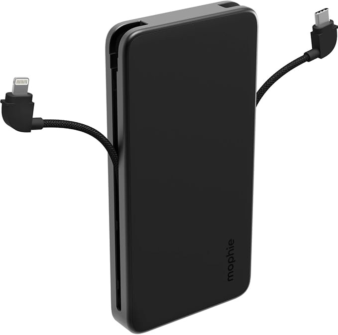 Mophie Powerstation Plus Ultra 10,000mAh Power Bank - Integrated USB-C and Lightning Cables and Foldable Wall Prongs – Fast Charging for Smartphones, Tablets, and More