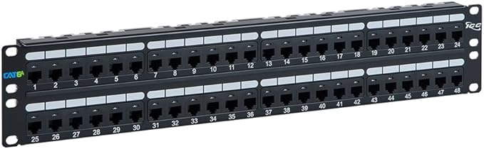 ICC CAT5e Patch Panel, UL Listed & PoE++ Rated Gigabit Applications, Rackmount 24 Port 1U 19-Inch Network Patch Panel with Rear 110 IDC Terminal Blocks for Gigabit Network Switch, Black