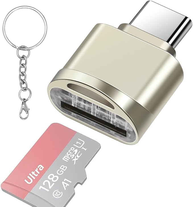 leizhan Type C Micro SD Card Reader with Keychain, USB C to Micro SD SDHC SDXC OTG Memory Reader, Type-C Card Reader Adapter Compatible for MacBook Windows Lixus Samsung Galaxy - Black