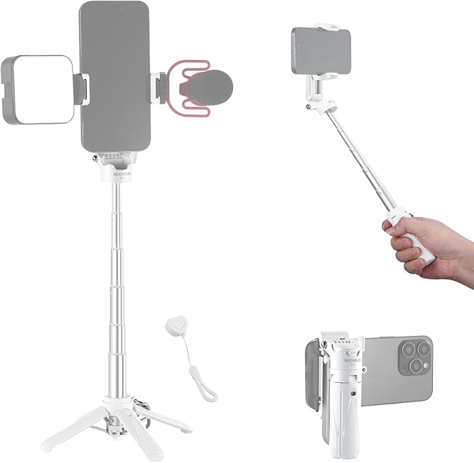 NEEWER Basic Selfie Stick Tripod for DSLR Action Camera Webcam, Mini Vlogging Video Desk Stand Accessories Compatible with GoPro Hero 13 12 Insta360 DJI Osmo Action 5 Pro AKASO EK7000 Brave 4 7