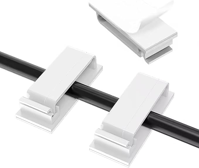 Adhesive Cable Clips Holder, Outdoor Light Clips, Sturdy Nylon Cord Wall Finisher Wire Clamp for Home, Car, Office Desk Wire Management (Black