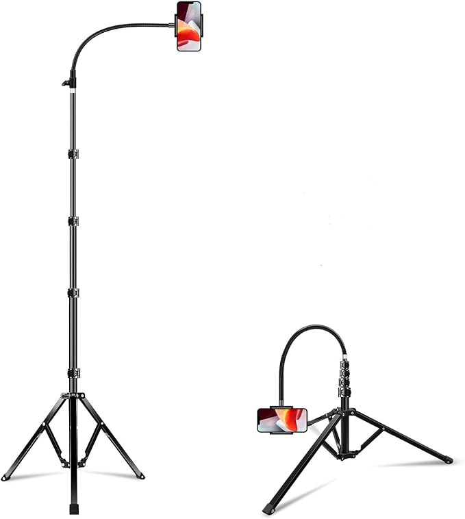 Elitehood 6.7 Feet Tall Phone Tripod with 17" Gooseneck for Recording