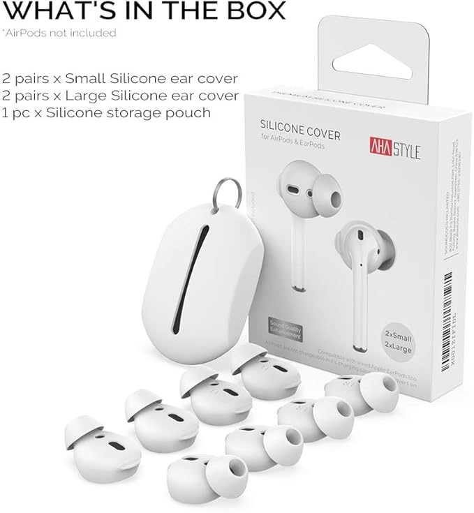AhaStyle 4 Pairs AirPods Ear Tips Silicone Earbuds Cover