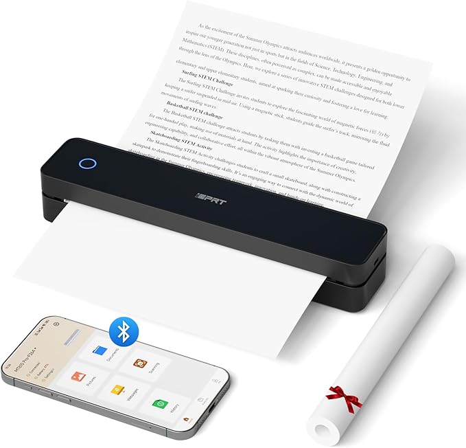 iDPRT Portable Thermal Printer, MT610 Pro Wireless for Travel, 300DPI Bluetooth Inkless Printer Support 8.5" X 11" US Letter& A4&A5 Thermal Paper for Home, Compatible with iOS, Android, Laptop