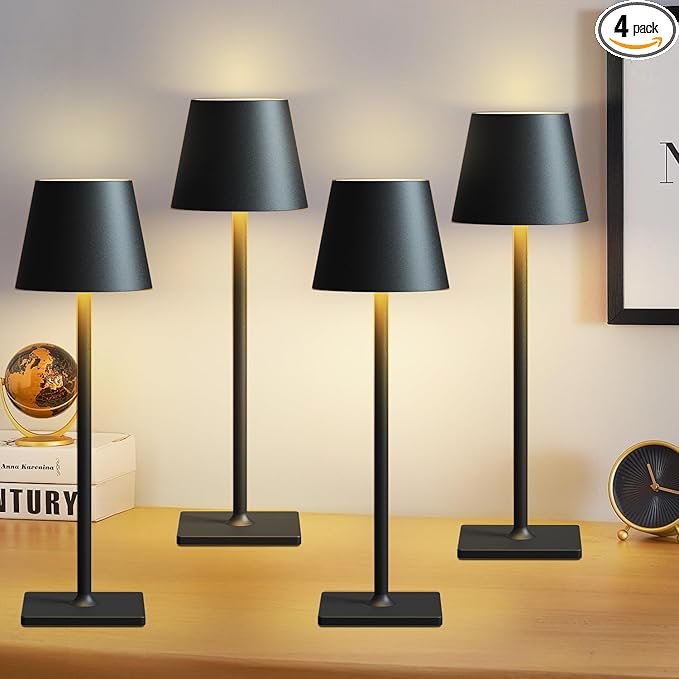 Fizrice Rechargeable Table Lamp 2 Pack Gold Cordless Battery Operated