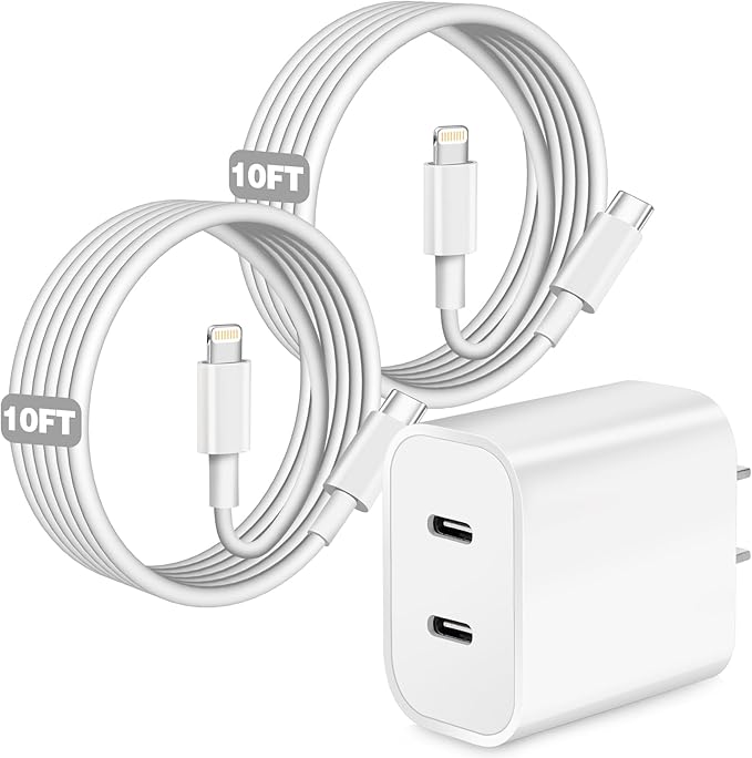 Charger for iPhone 17 16 15,Fast Dual Port USB C Charger Block,Double Type C Apple Wall Power Adapter Plug,10FT Quick USB C to C Charging Cable for iPhone 17/17 ProMax/17 Air/16 Pro/16e/15 Pro/15 Plus