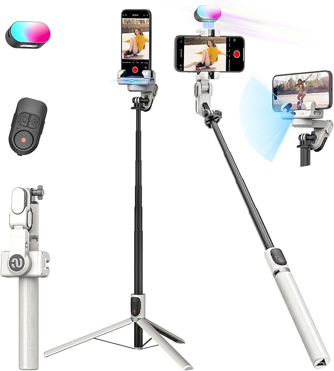 Gimbal Stabilizer for Smartphone,2-axis stabilizer Without APP face Tracking,4 in 1 Portable Phone Tripod,stabilizer for iPhone& Android,108CM Extension Rod