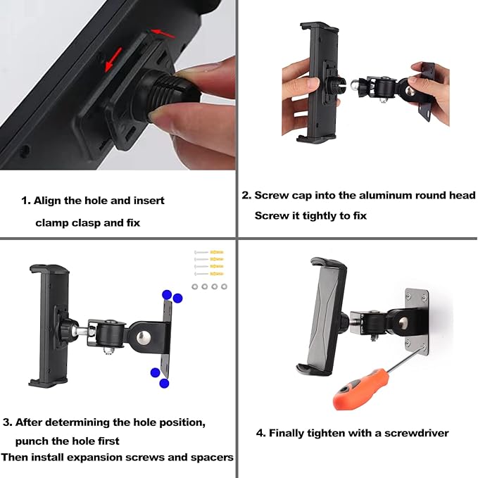 Dual Pull Tablet Wall Mount, Suitable for 4.7 to 12.9 inch Tablet or Smartphone, Medical Places, Factory,Homes, Classrooms(Black)