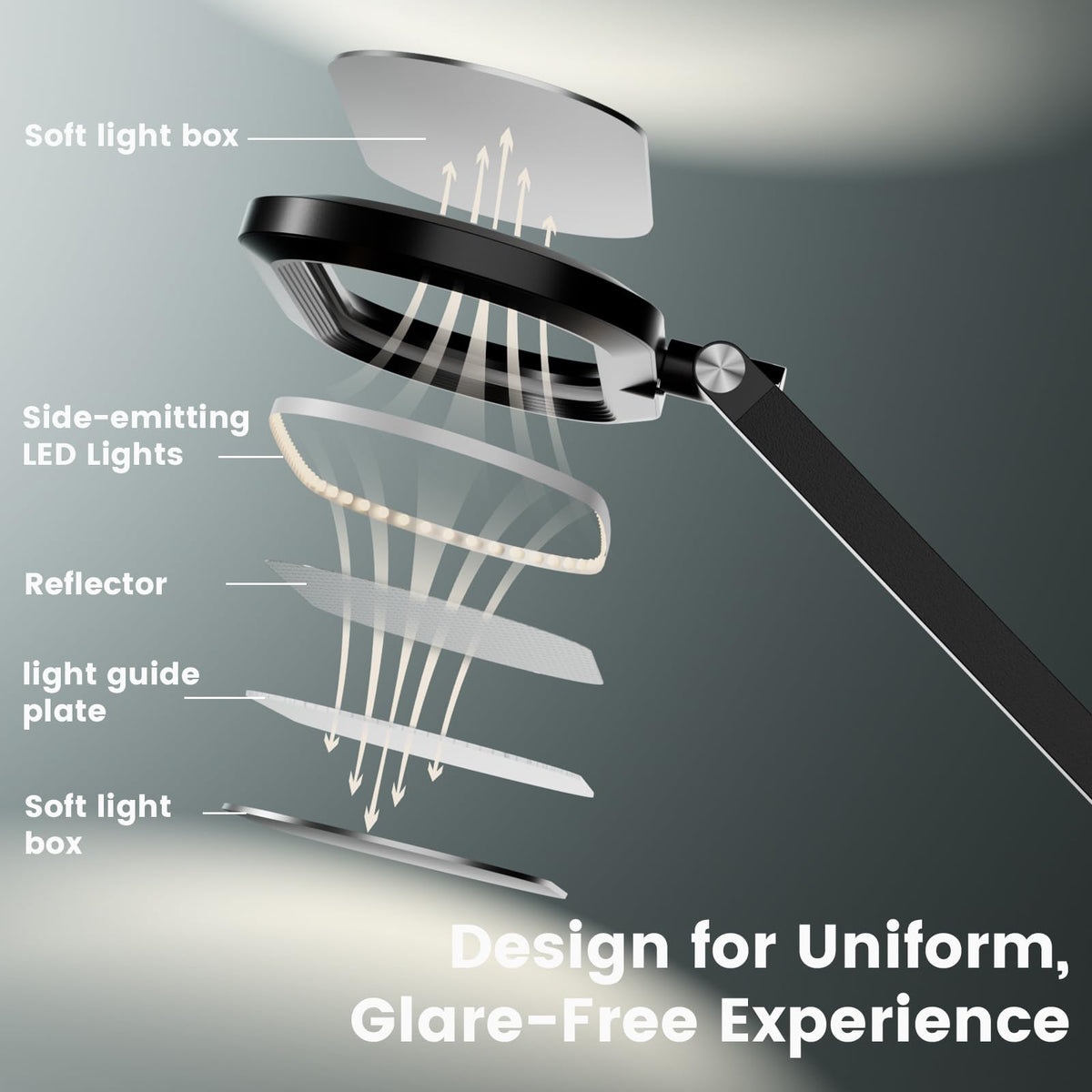 LitONES Dual-Side LED Desk Lamp with Clamp, Soft Light with Stepless Remote
