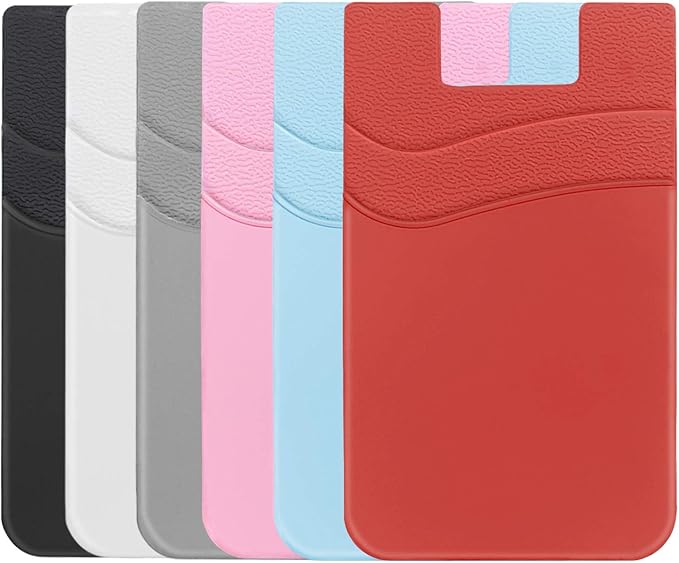 SS Phone Wallet Stick On, Adhesive Phone Card Holder Credit Card Stick on Wallet 2 Pocket Sleeve Suitable for iPhone, Samsung