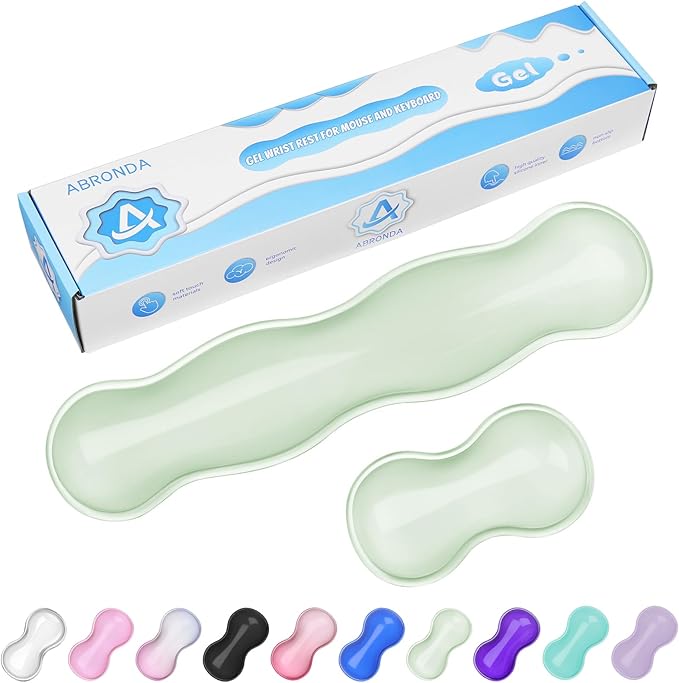 ABRONDA Gel Wrist Rest for Keyboard and Mouse, Wrist Rest for Keyboard, Mouse Wrist Support, Pain Relief, Cool Touch, Non-Skid