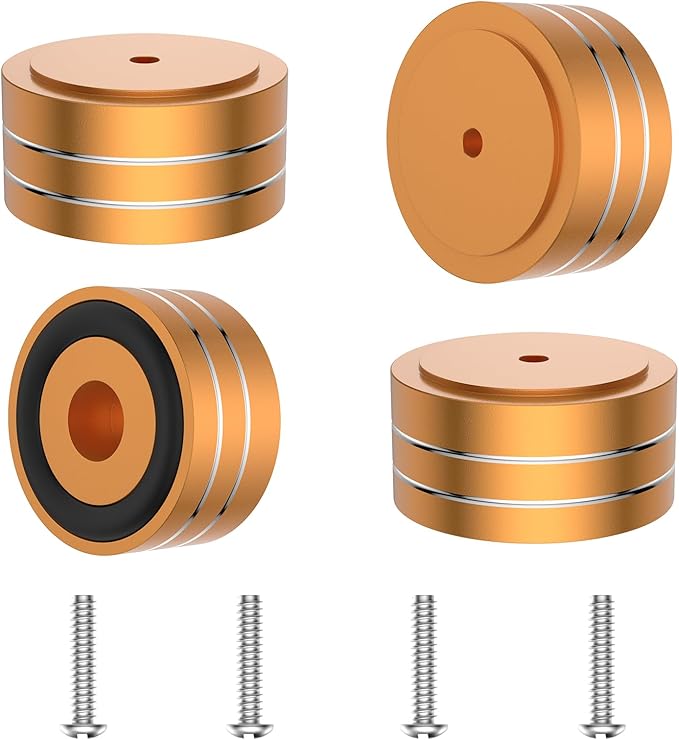 Tertullus 4 Pcs Speaker Feet Aluminum HiFi Turntable Feet Isolation Feet Aluminum Stand Speakers Spikes Audio Pads 58x22mm for HiFi Amplifier/Speaker/Turntable/Player(Gold)