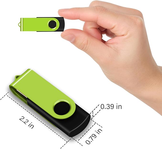 EASTBULLUSB Flash Drive Bulk 2GB 20 Pack with Lanyards USB 2.0 Thumb Drive Bulk Memory Stick Swivel Pen Drive for Storage and Backup 2GB 20 Pack, Green