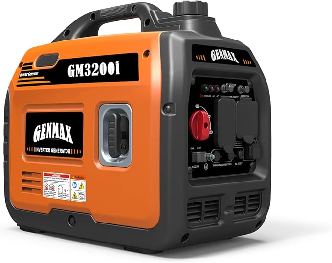GENMAX Portable Generator, 2000W Ultra Quiet Gas Engine, EPA Compliant, Eco Mode Function, Ultra Light, Suitable for Backup Home and Camping(GM2000i)