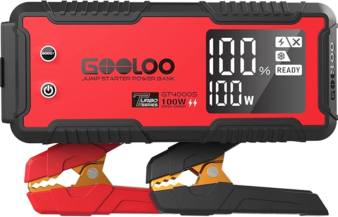 GOOLOO GT4000S 12V 4000A Peak Jump Starter with 100W Two-Way Fast Charging