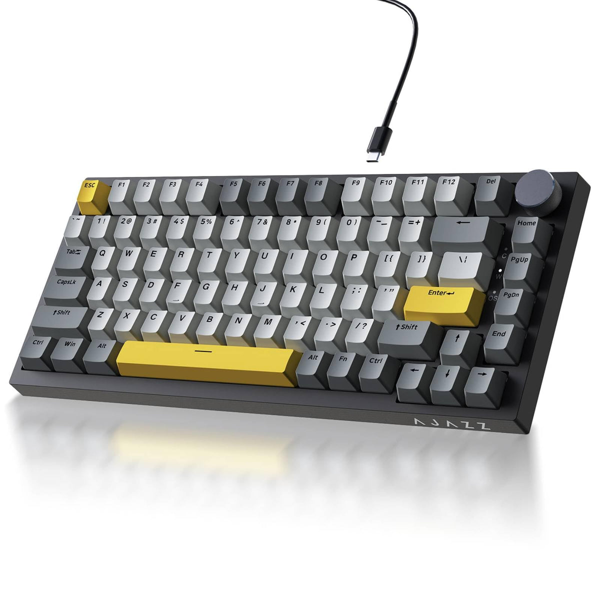 Ajazz AK820 TKL 75% Hot Swappable Mechanical Keyboard with Volume Knob, Gasket Mount Wired Gaming Keyboard, Pre-lubed Linear Switch, South-Facing RGB, PBT Keycaps