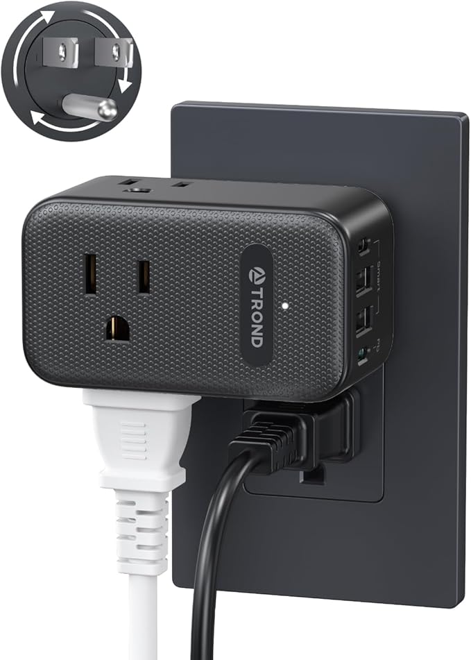 TROND Multi Plug Outlet Extender with 2 PD 20W USB C Charger and 3 Outlets