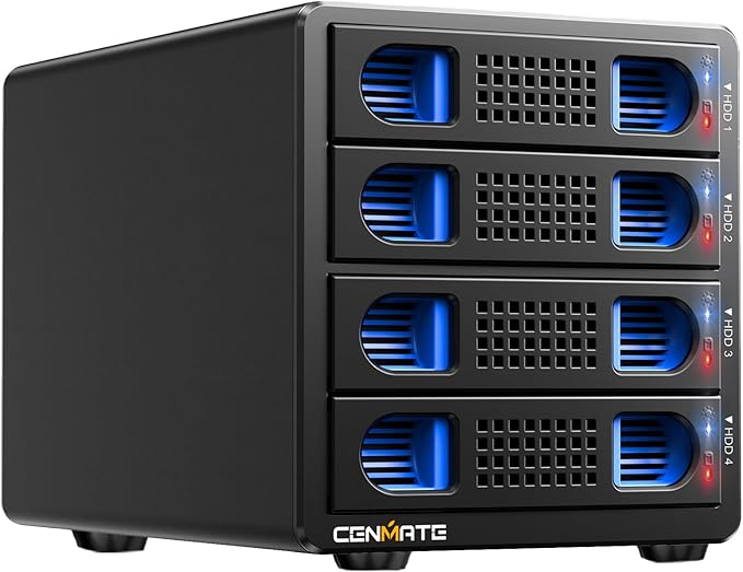CENMATE Aluminum 8 Bay Hard Drive Enclosure with Cooling Fan for 2.5“/3.5" SATA HDD/SSD with USB A/C 3.0, Support Hot Swappable, Tool-Free HDD Enclosure, DAS(NO RAID/NAS)