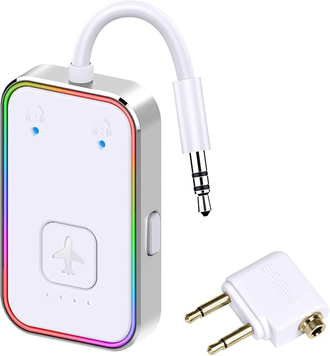 2026 Beeitzie Ultra Airplane Bluetooth 5.4 Transmitter for All Headphones, aptX LL, Supports 2 Headphones/AirPods, Wireless Audio Adapter for in-Flight, TV, Gym, Tablets,Metal Frame